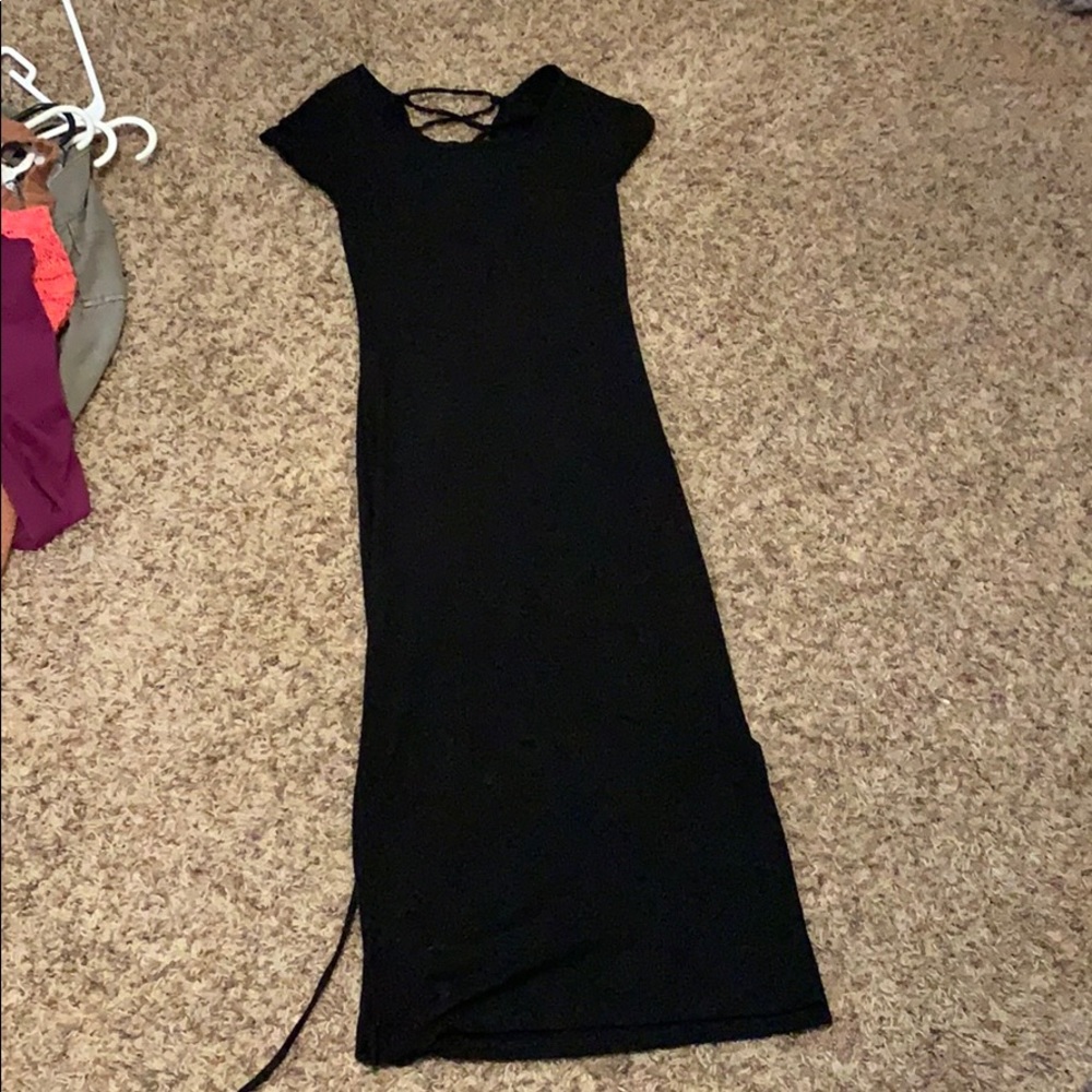 black fitted dress, women’s,,ties up the back
